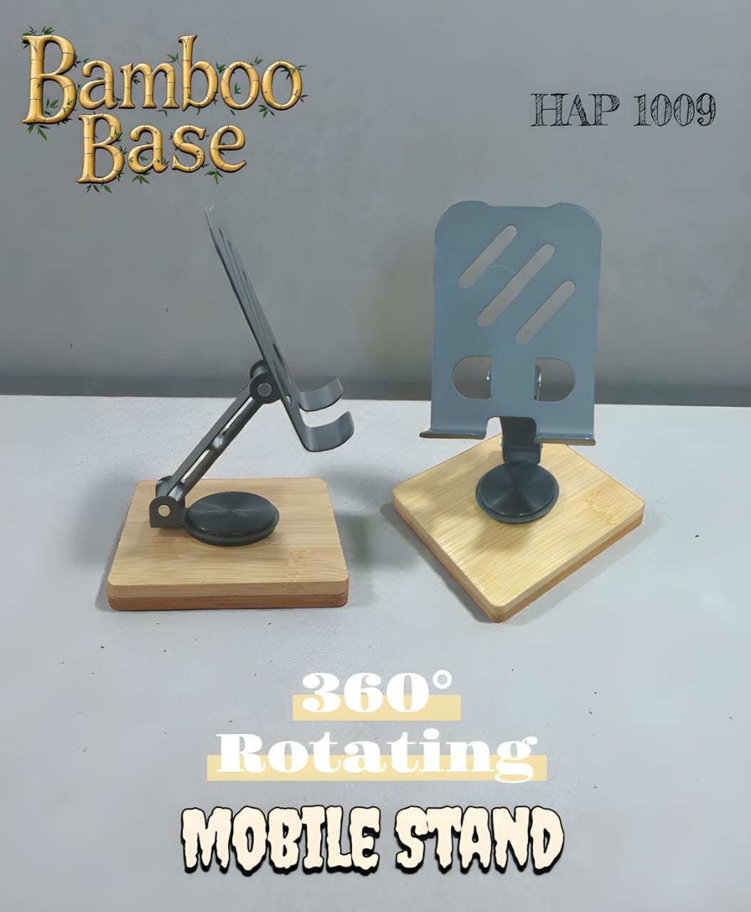 Bamboo Base 360° Rotating Mobile Stand